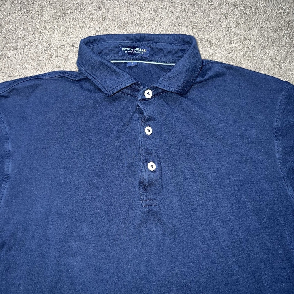 Peter Millar Crown Crafted Navy Blue Short Sleeve Polo Shirt Golf Women Small
